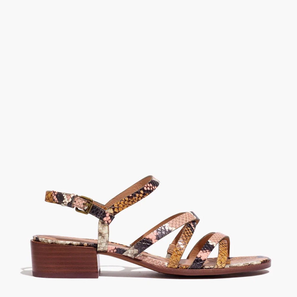 MADEWELL THE LORI LEATHER SNAKE EMBOSSED STRAPPY SANDAL SZ 9 - Picture 3 of 12